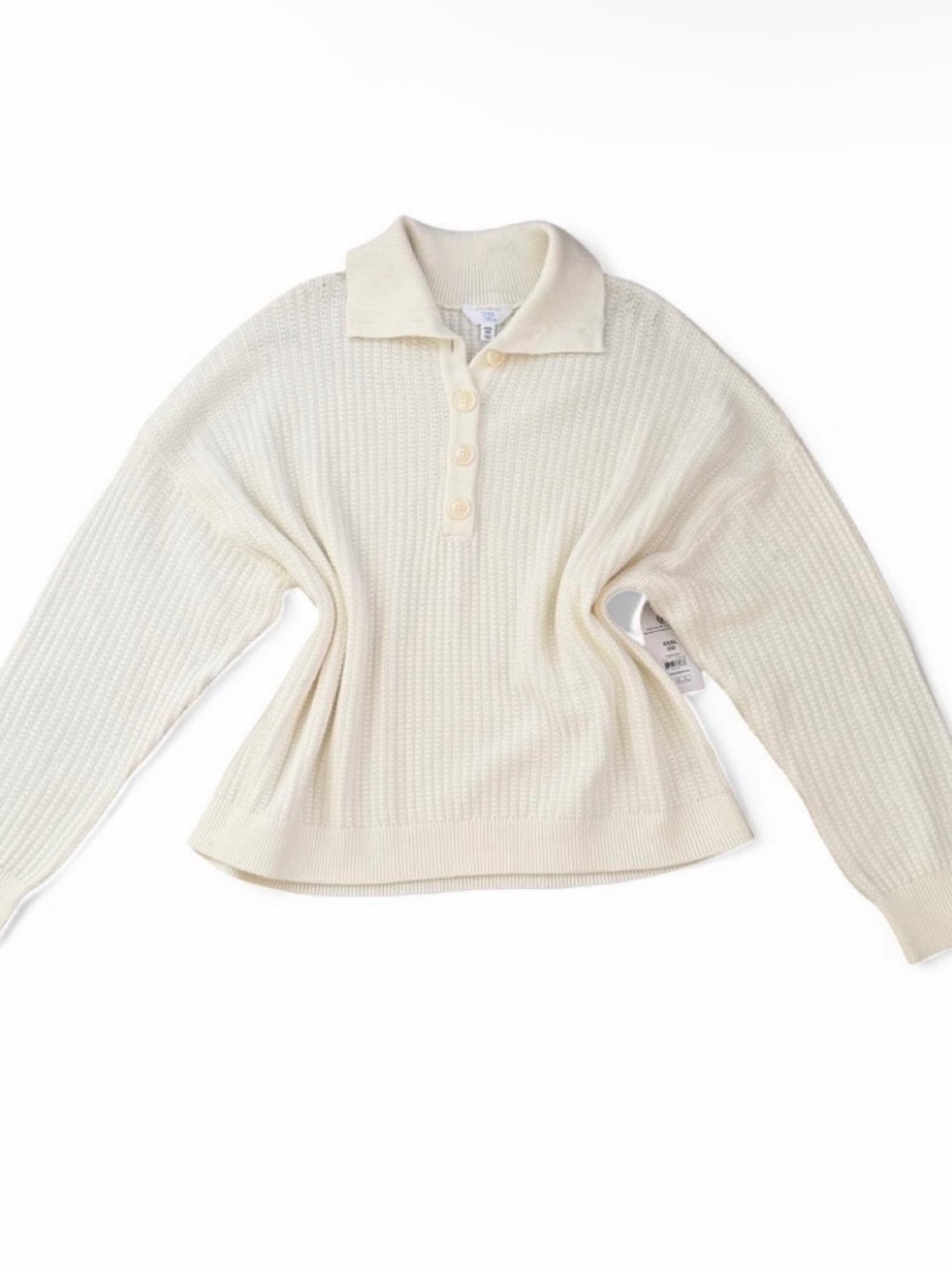 Time and Tru Cream Knit Polo Sweater